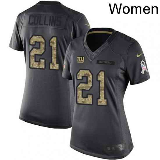 Womens Nike New York Giants 21 Landon Collins Limited Black 2016 Salute to Service NFL Jersey